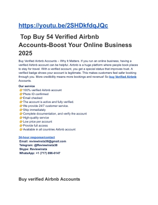 Top 5 Best Place to Buy verified Airbnb Accounts USA