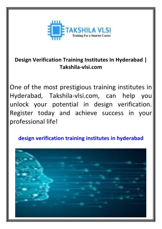 design verification training institutes