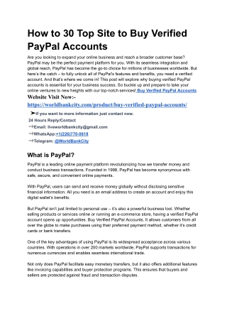 How to 30 Top Site to Buy Verified PayPal Accounts (1)