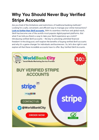 Why You Should Never Buy Verified Stripe Accounts