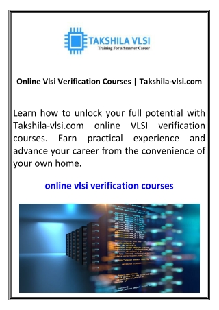 online vlsi verification courses takshila vlsi com