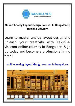online analog layout design courses in bangalore