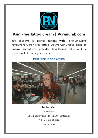 Pain Free Tattoo Cream | Purenumb.com