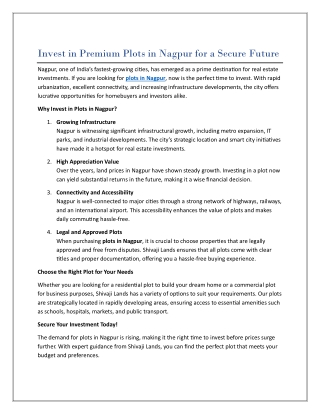 invest in premium plots in nagpur for a secure