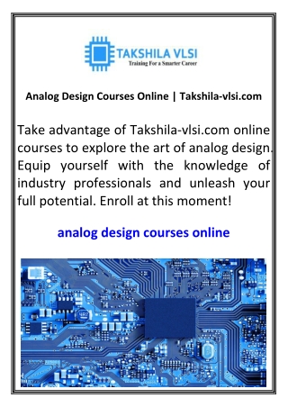 analog design courses online takshila vlsi com