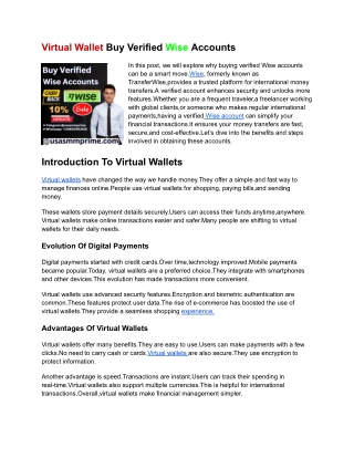virtual wallet buy verified wise accounts