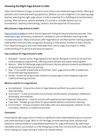 Yoga School in India