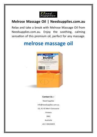 Melrose Massage Oil  Needsupplies.com.au