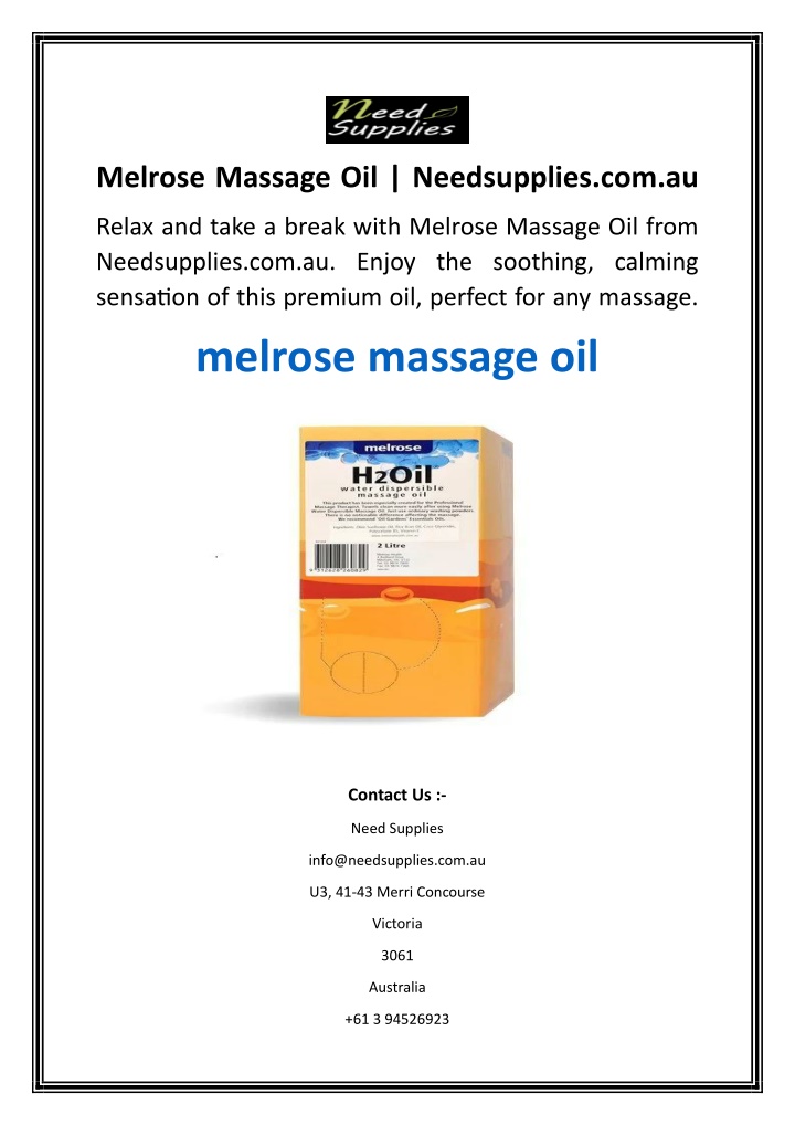 melrose massage oil needsupplies com au