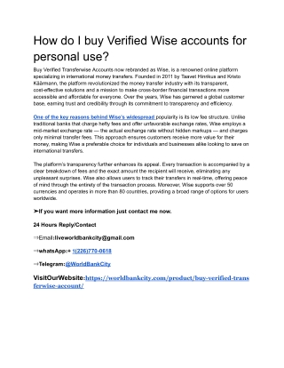 How do I buy Verified Wise accounts for personal use