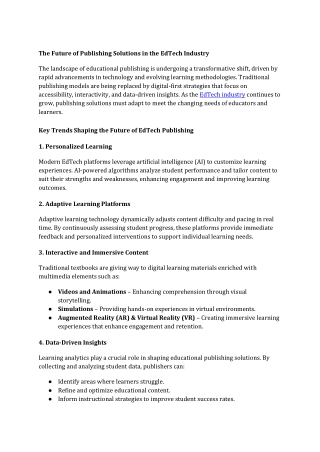 the future of publishing solutions in the edtech