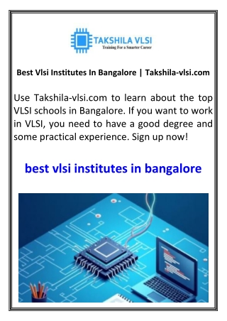 best vlsi institutes in bangalore takshila vlsi