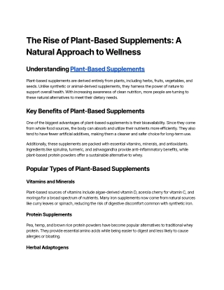 The Rise of Plant-Based Supplements_ A Natural Approach to Wellness