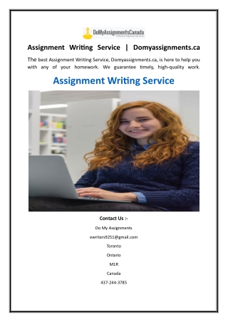 Assignment Writing Service  Domyassignments.ca