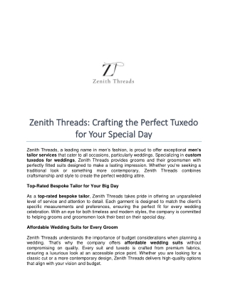 zenith threads crafting the perfect tuxedo zenith