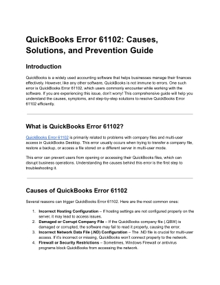 QuickBooks Error 61102_ Causes, Solutions, and Prevention Guide
