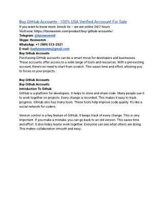 Buy GitHub Accounts - 100% USA Verified Accoount For Sale