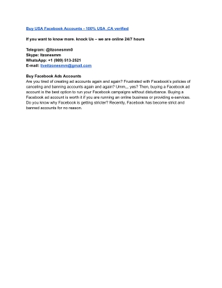 Buy USA Facebook Accounts - 100% USA ,CA verified