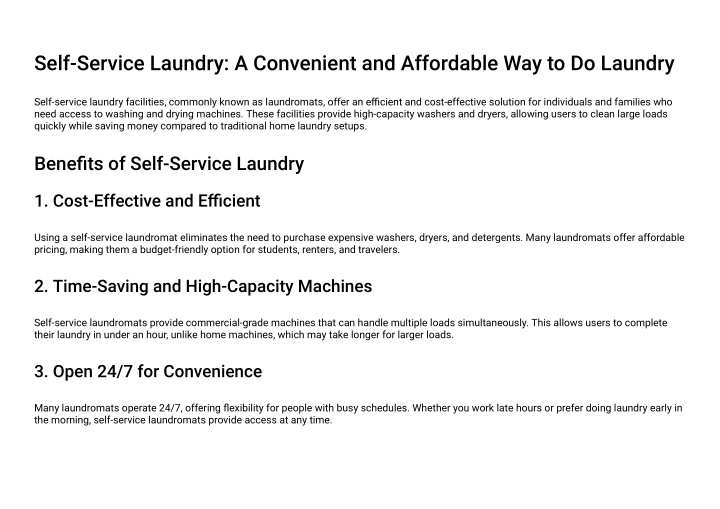 self service laundry a convenient and affordable