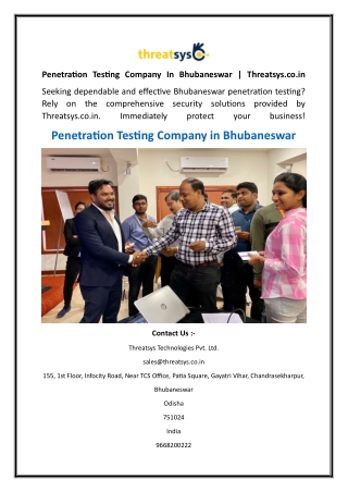 Penetration Testing Company In Bhubaneswar  Threatsys.co.in
