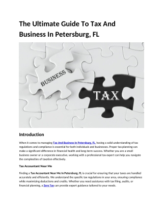 The Ultimate Guide To Tax And Business In Petersburg, FL