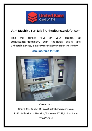 Atm Machine For Sale | Unitedbanccardoftn.com