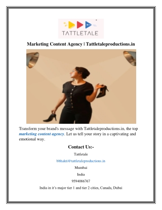 Marketing Content Agency  Tattletaleproductions.in