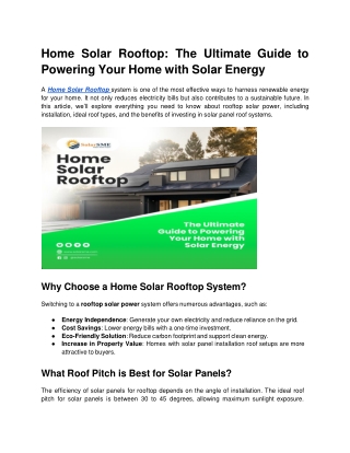 Home Solar Rooftop