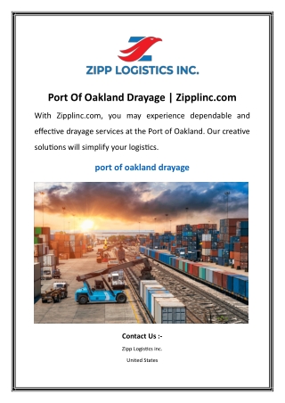 Port Of Oakland Drayage | Zipplinc.com