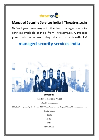 Managed Security Services India  Threatsys.co.in