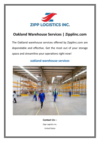 Oakland Warehouse Services | Zipplinc.com