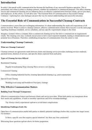 “The Essential Role of Communication in Successful Cleanup Contracts.”