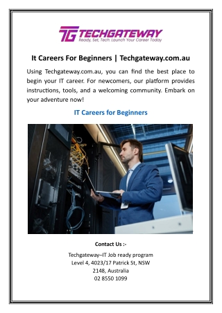 it careers for beginners techgateway com au