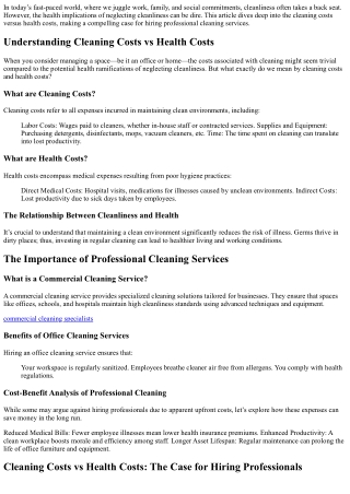 “Cleaning Costs vs Health Costs: The Case for Hiring Professionals”