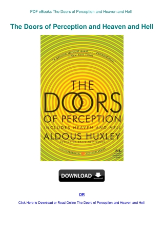 PDF eBooks The Doors of Perception and Heaven and Hell