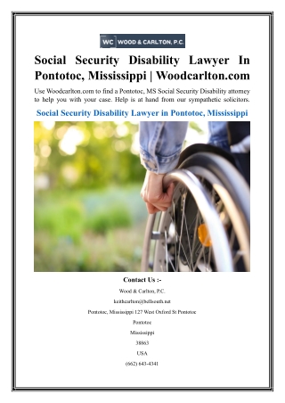 Social Security Disability Lawyer In Pontotoc, Mississippi  Woodcarlton.com