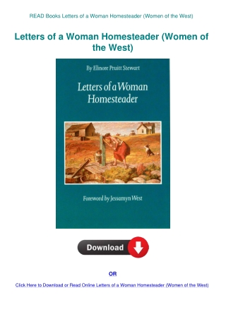 READ Books Letters of a Woman Homesteader (Women of the West)