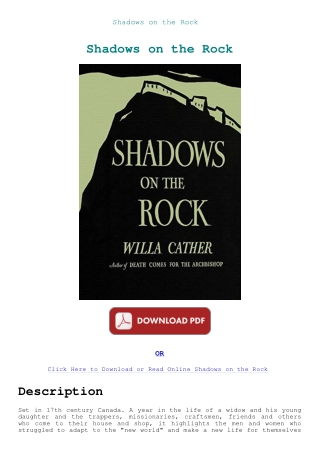 Shadows on the Rock