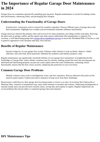 the importance of regular garage door maintenance