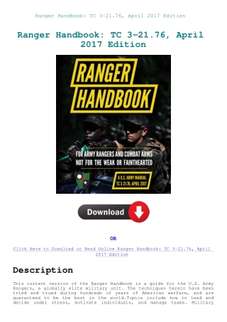 Ranger Handbook TC 3-21.76  April 2017 Edition