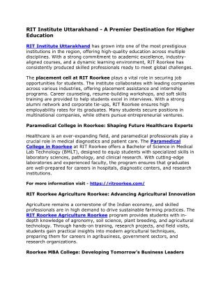 RIT Institute Uttarakhand - A Premier Destination for Higher Education
