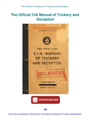 The Official CIA Manual of Trickery and Deception