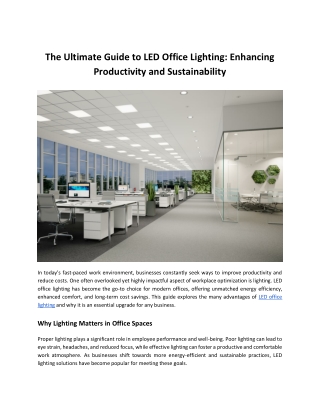 The Ultimate Guide to LED Office Lighting_ Enhancing Productivity and Sustainability