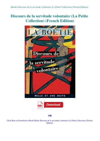 eBooks Discours de la servitude volontaire (La Petite Collection) (French Edition)