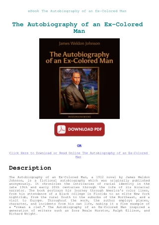 eBook The Autobiography of an Ex-Colored Man