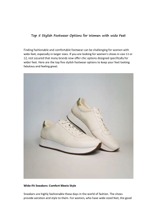 Top 5 Stylish Footwear Options for Women with wide Feet