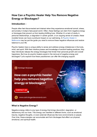 How Can a Psychic Healer Help You Remove Negative Energy or Blockages