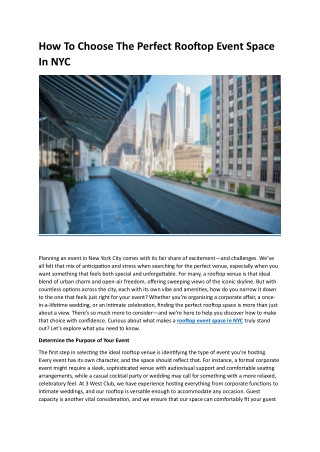 How To Choose The Perfect Rooftop Event Space In NYC