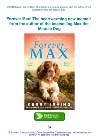 READ Books Forever Max The heartwarming new memoir from the author of the bestselling Max the Miracl