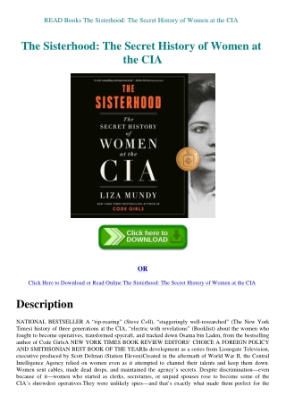 READ Books The Sisterhood The Secret History of Women at the CIA